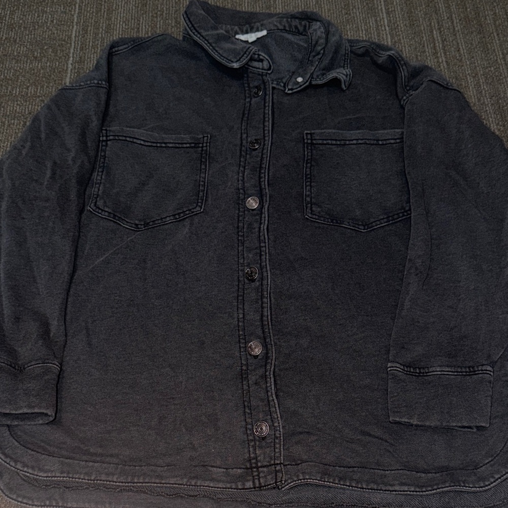 Maurices Charcoal Button-Up Shirt Jacket